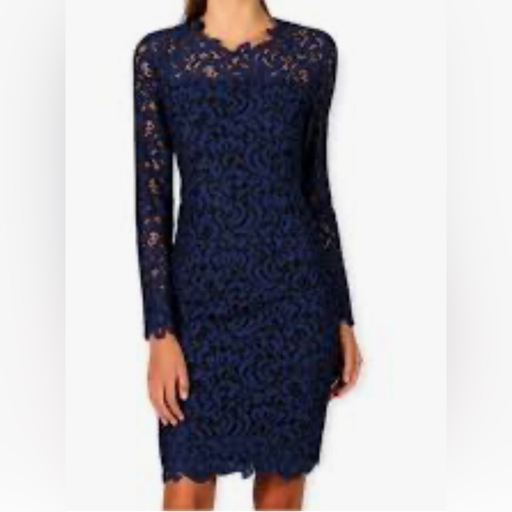 Karen Kane Navy Lace Long Sleeve Dress SzM